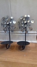 Set of 2 Black Metal/ Jewel Wall Mount / Hanging Candle Holder / Holders