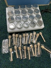 Ahhute Glass Honey Jars 1.5 Oz Mini Hexagon Honey Jars w/ Wooden Dipper&Lid 19pc