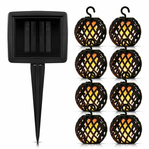 8pc solar rattan ball - rattan,