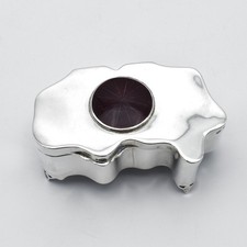 Edwardian Solid Silver & Enamel Jewellery Trinket Box 1909 Unusual Shape