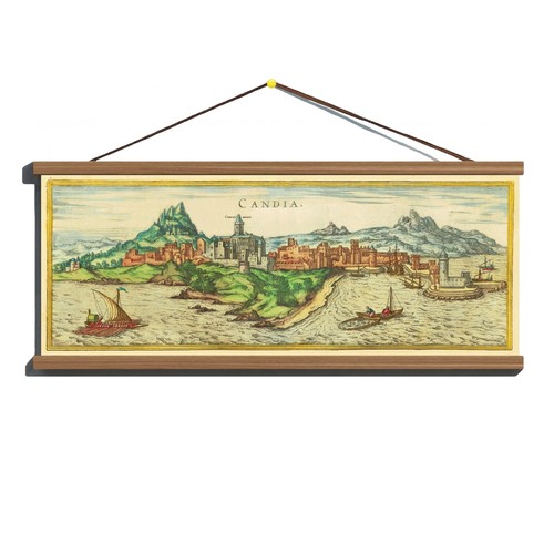 Antique 1590 view map crete - view,
