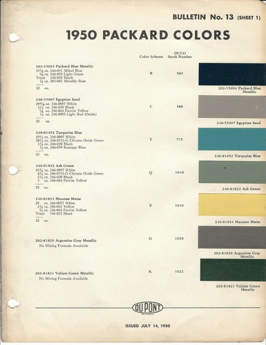 1950 packard paint chips - packard,