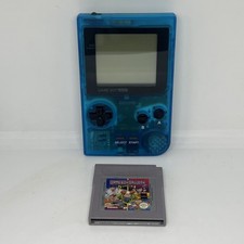 Nintendo Game Boy Pocket Clear Ice Blue Handheld System And Game Working