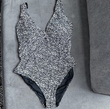 M&S MAGIC SHAPING SWIMMING COSTUME UK SIZE 20 Regular Black Mix