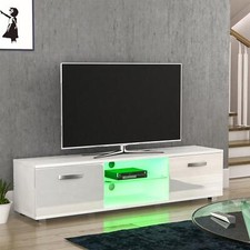 SALE 2 Door LED TV Unit Storage Matte Gloss MDF  Cabinet  White