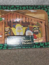 Vintage Woolworths nativity christmas finger puppets theatre box