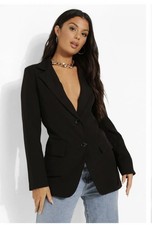 Boohoo Fitted Tailored Blazer Black Size 16 Brand New
