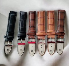 30X black/brown/tan soft leather crocodile alligator watch strap18mm