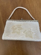Vintage Silver Framed Seed Bead Purse Handbag Evening Bag 1940s 