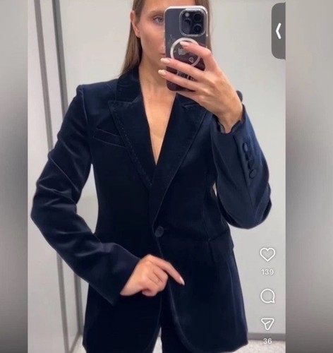 Zara navy velvet - , fitted