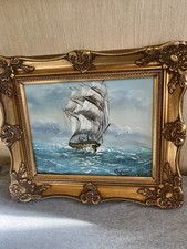 Original Signed Preston Willis Beautifully Framed Oil On Canvass Clipper Ship A4