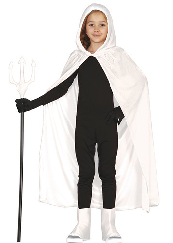 Childrens white velvet hooded - white,
