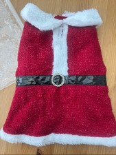 Christmas Pet Santa Suit Small Cat Dog Puppy Fluffy Soft Xmas Glitter Shimmer VG