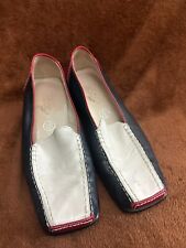 Gabor Sport navy white Red slip on loafers square toe UK 5