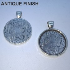 18mm TRAY ROUND ANTIQUE SILVER COLOUR CABOCHON PENDANT SETTING TRAY 18mm  C36