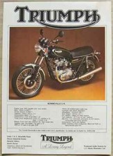 TRIUMPH BONNEVILLE UK Motorcycle Sales Specification Leaflet For 1984/1985