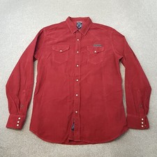 Diesel Mens Shirt XL Burgundy Red Cord Western Rodeo Snap Needle Regular Fit