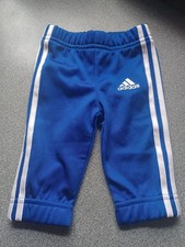 adidas Originals Baby Boy's Blue and White Tracksuit Bottoms Age 0-3 Months