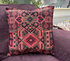 Black red aztec cushion - &,