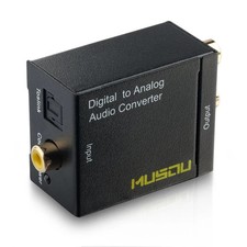 Digital Optical Coax to RCA Audio Converter Adapter with Fiber Cable