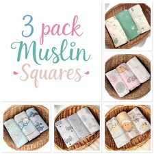 3 Pack Muslin Squares 100%