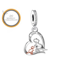 I Love You Forever Dinosaur Heart Dangle Charm