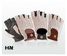 MENS CLASSIC DRIVING GLOVES SOFT LEATHER COTTON CROCHET BACK VINTAGE MOTOR BIKE