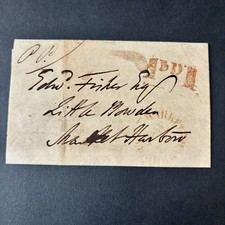 Postmark Interest Entire Cover Northampton to Market Harborough PAID 1 "PD1" Red