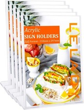 5 Pcs A4 Acrylic Sign Holders Plastic Display Stands Menu Holders Poster Stand