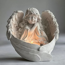 Sitting Angel Tea Light Candle Holder Figurine Ornament Memorial Home Gift
