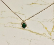 Yellow Gold Plated Green Oval