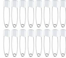 White Baby Nappy / Diaper Safety Pins - 3 / 6 / 10 / 12 / 24 / 48 / 60 / 96