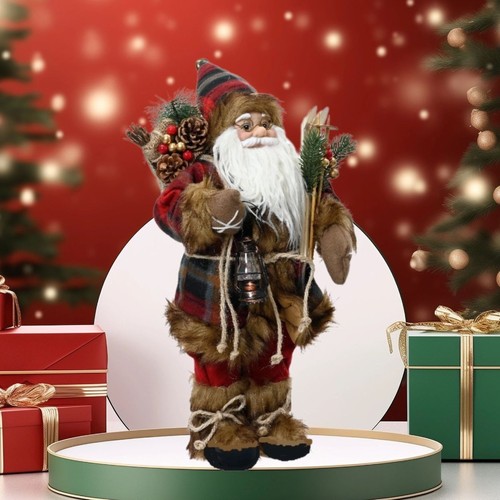 Traditional tartan plush santa - traditional,