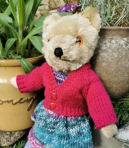 Hand knitted teddy bear - knitted,