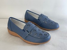 Damart Womens Moccasin Denim Blue Cut Out Design Loafers Shoes - RRP £45.00 (L2)