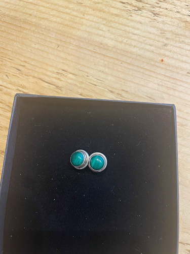 Malachite bezel set stud - malachite,