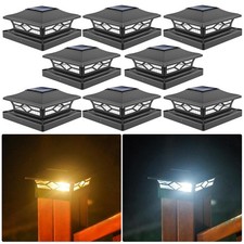 4-12PCS Solar Post Cap Lights Waterproof Outdoor Garden Fence Deck Lamp 2 Modes