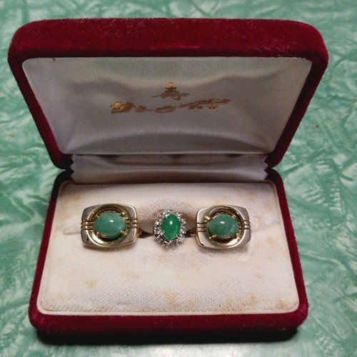 Emerald cufflinks set stylish - emerald,