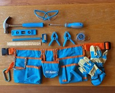 14pc Blue Kids Tool Kit Set & Child Size Tool Belt. Real Set for DIY Building