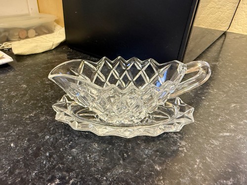 Vintage cut glass - gravy, boat
