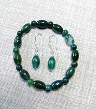 Moss agate bracelet drop ear - agate,