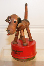 Original Vintage Triang Wakouwa Collapsing Fall Down Dog Wood On Metal Base