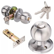 Stainless Steel Round Knobs Privacy Passage Entrance Lock Door Entry with Key