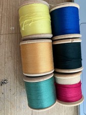 6 Vintage Dewhursts Sylko Wooden Reels. Mixed colours, ages , amounts of thread