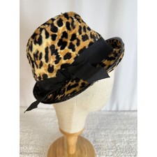 Leopard Print Fedora Hat with Black Ribbon Trim Stylish Women's Accessory