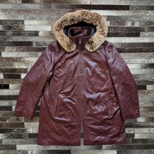 Vintage Leather Coat with Real