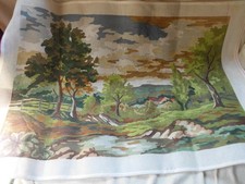 HUGE RURAL WOODLAND OIL PAINTING STYLE TAPESTRY NEEDLEPOINT CANVAS 73cm x 50cm