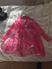 Pvc U Like Pink transparent Wrap Style Plastic Raincoat. 4XL.
