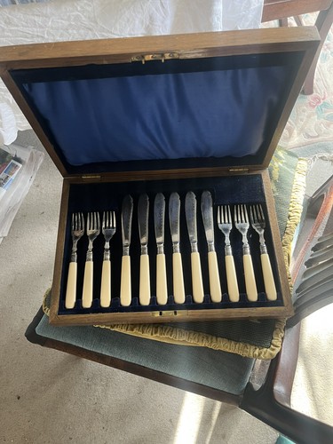 Vintage fish cutlery set boxed - vintage,