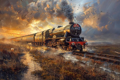Steam train canvas - train, picture